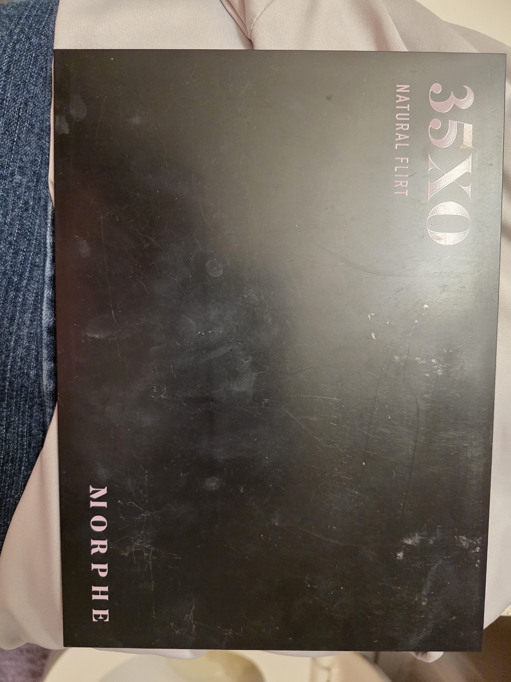 Morphe 35XO Natural Flirt Eyeshadow Palette - Black with Pink Lettering